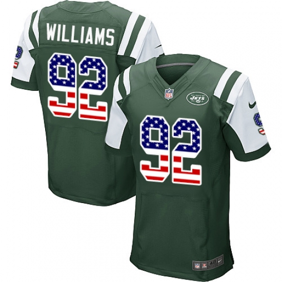 Men's Nike New York Jets #92 Leonard Williams Elite Green Home USA Flag Fashion NFL Jersey - ujerseystore