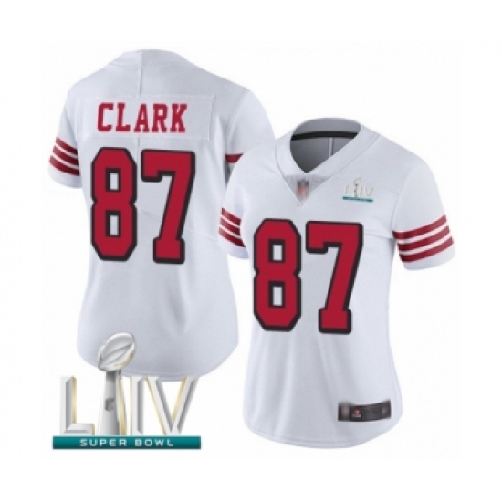 Women's San Francisco 49ers #87 Dwight Clark Limited White Rush Vapor Untouchable Super Bowl LIV Bound Football Jersey - Ujersey