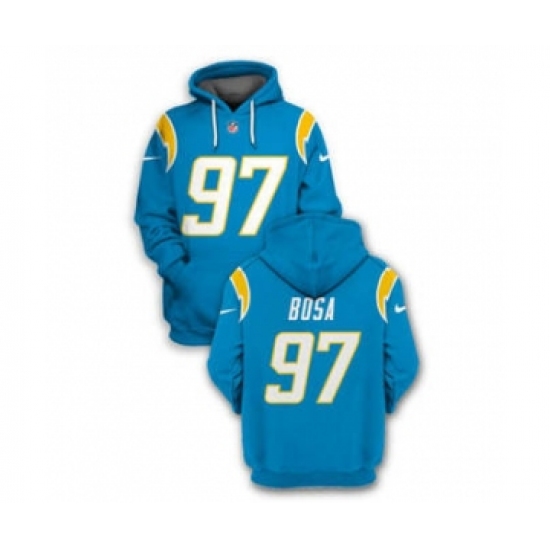 Men's Los Angeles Chargers #97 Joey Bosa 2021 Blue Pullover Football Hoodie - Ujersey