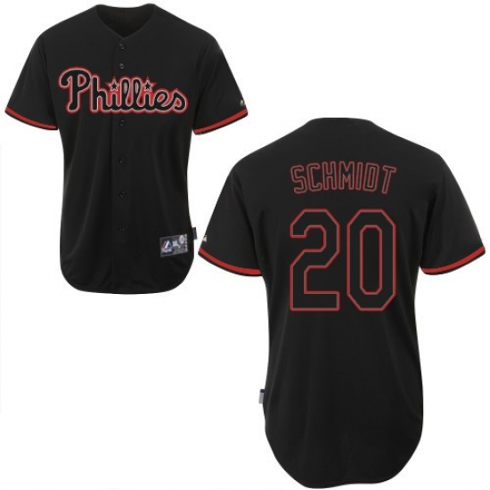 Men's Majestic Philadelphia Phillies #20 Mike Schmidt Authentic Black Fashion MLB Jersey - Ujersey