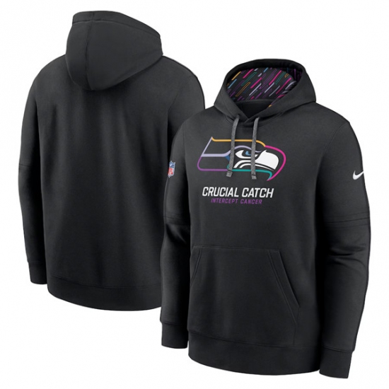 Men's Seattle Seahawks Black 2024 Crucial Catch Club Pullover Hoodie - Ujersey