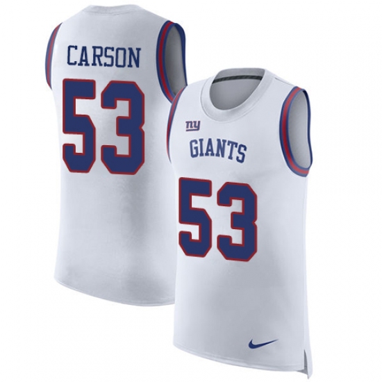 Men's Nike New York Giants #53 Harry Carson Limited White Rush Player Name & Number Tank Top NFL Jersey - Ujersey
