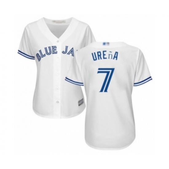 Women's Toronto Blue Jays #7 Richard Urena Authentic White Home Baseball Player Jersey