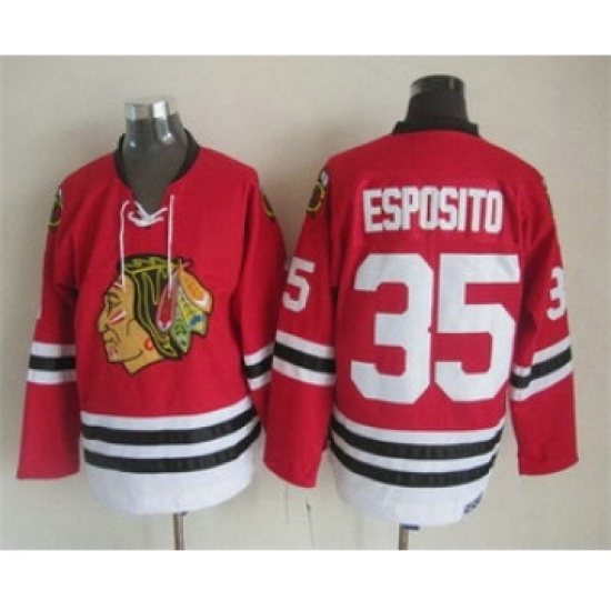 Men's Chicago Blackhawks #35 Tony Esposito Red Throwback Jersey