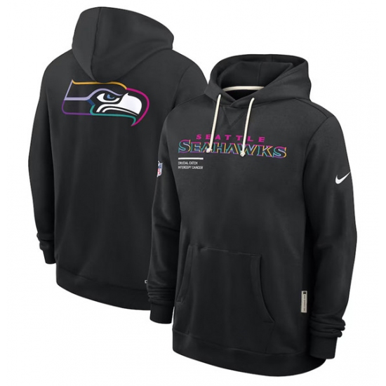 Men's Seattle Seahawks Black 2025 Crucial Catch Dri-FIT Hoodie - Ujersey