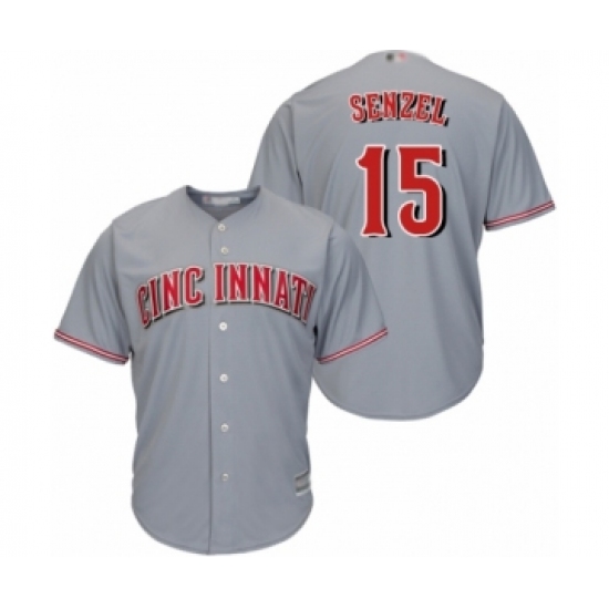 Youth Cincinnati Reds #15 Nick Senzel Authentic Grey Road Cool Base Baseball Jersey - Ujersey
