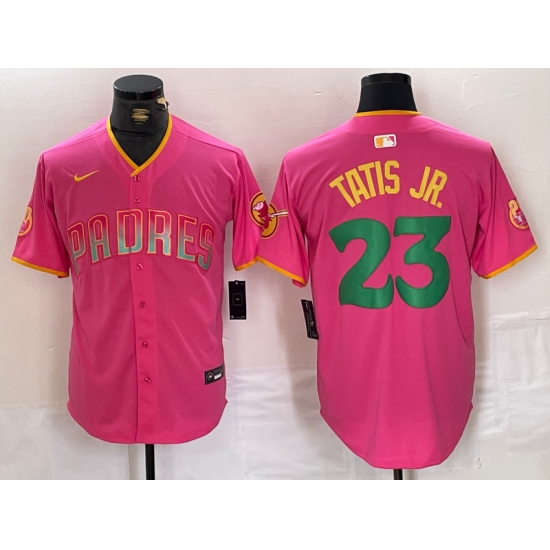 Men's San Diego Padres #23 Fernando Tatis Jr. Pink Cool Base Stitched Baseball Jersey - Ujersey