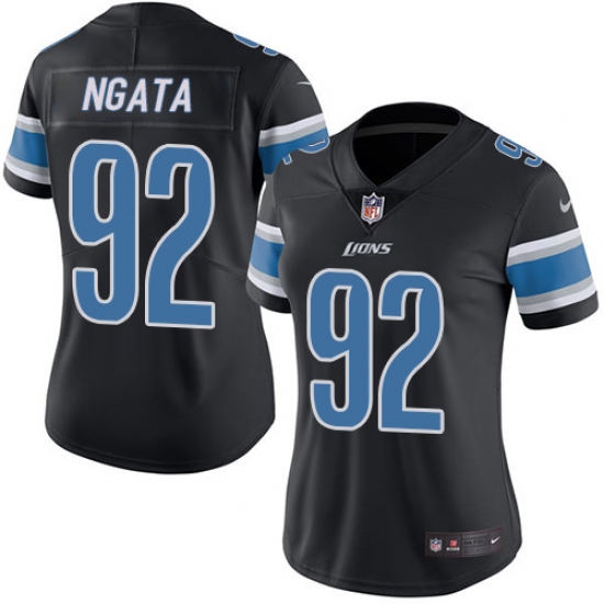 Women's Nike Detroit Lions #92 Haloti Ngata Limited Black Rush Vapor Untouchable NFL Jersey - Ujersey