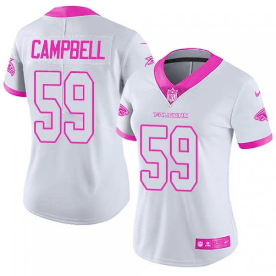 Women's Nike Atlanta Falcons #59 De'Vondre Campbell Limited White/Pink Rush Fashion NFL Jersey - Ujersey
