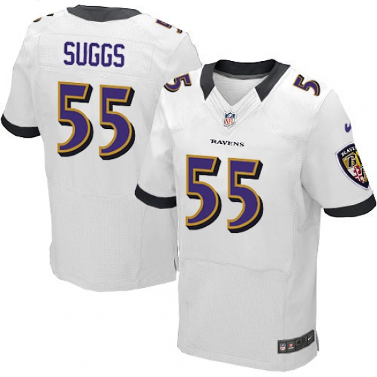Men's Nike Baltimore Ravens #55 Terrell Suggs Elite White NFL Jersey - Ujersey
