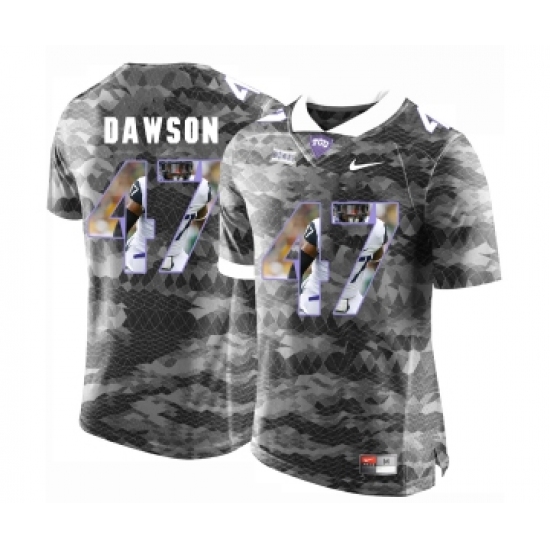 TCU Horned Frogs 47 P.J. Dawson Gray With Portrait Print College Football Limited Jersey - Ujersey