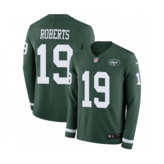 Youth Nike New York Jets #19 Andre Roberts Limited Green Therma Long Sleeve NFL Jersey - Ujersey