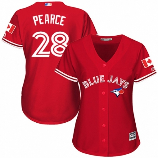 Women's Majestic Toronto Blue Jays #28 Steve Pearce Authentic Scarlet Alternate MLB Jersey - Ujersey