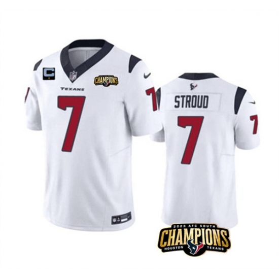 Men's Houston Texans #7 C.J. Stroud White 2023 F.U.S.E. AFC South Champions And 1-Star C Vapor Untouchable Limited Football Stitched Jersey - Ujersey