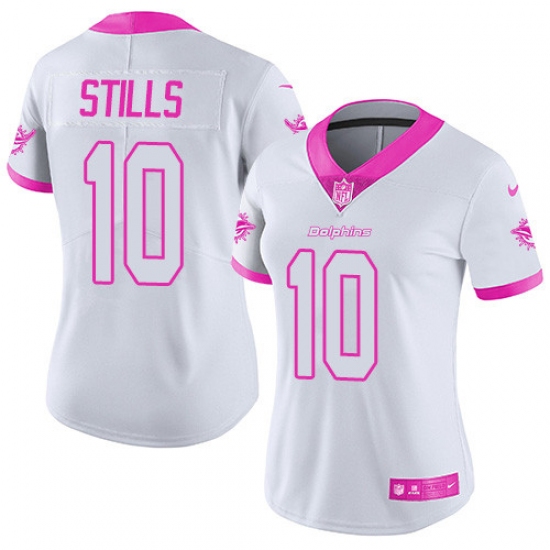 Women's Nike Miami Dolphins #10 Kenny Stills Limited White/Pink Rush Fashion NFL Jersey - Ujersey