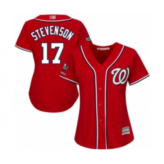 Women's Washington Nationals #17 Andrew Stevenson Authentic Red Alternate 1 Cool Base 2019 World Series Champions Baseball Jersey - Ujersey
