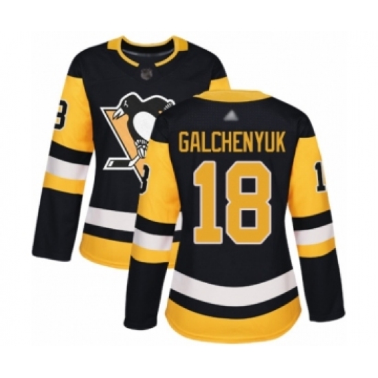 Women's Pittsburgh Penguins #18 Alex Galchenyuk Authentic Black Home Hockey Jersey - Ujersey