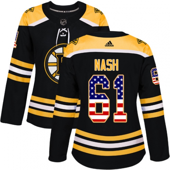 Women's Adidas Boston Bruins #61 Rick Nash Authentic Black USA Flag Fashion NHL Jersey - Ujersey