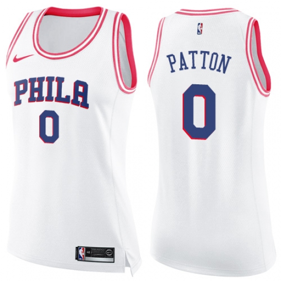 Women's Nike Philadelphia 76ers #0 Justin Patton Swingman White Pink Fashion NBA Jersey - Ujersey