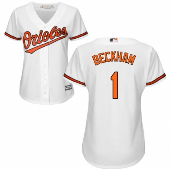 Women's Majestic Baltimore Orioles #1 Tim Beckham Replica White Home Cool Base MLB Jersey - Ujersey