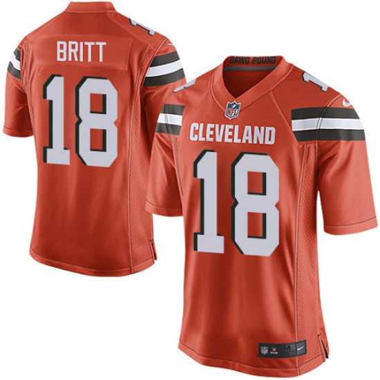 Men's Nike Cleveland Browns #18 Kenny Britt Game Orange Alternate NFL Jersey - Ujersey