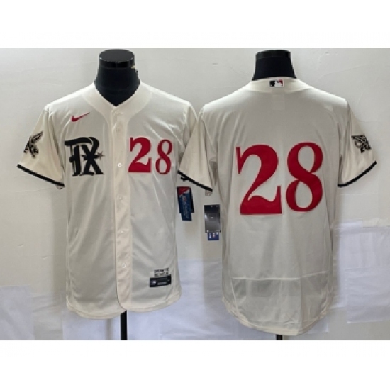 Men's Nike Texas Rangers #28 Jonah Heim Number Cream 2023 City Connect Flex Base Stitched Baseball Jersey - Ujersey