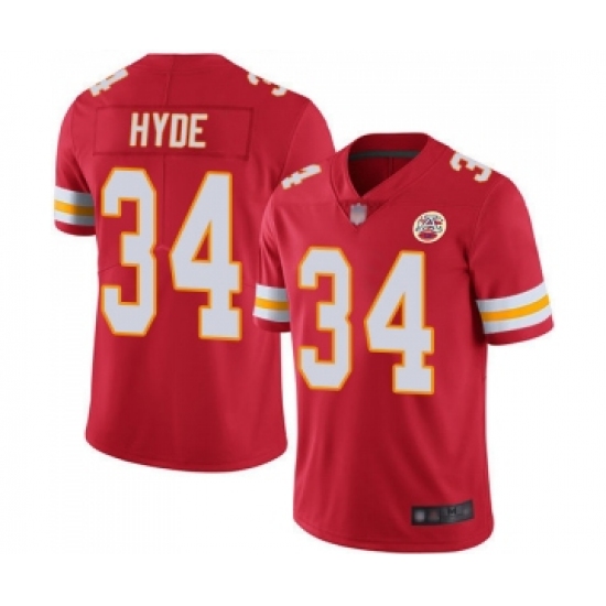 Youth Kansas City Chiefs #34 Carlos Hyde Red Team Color Vapor Untouchable Limited Player Football Jersey - Ujersey