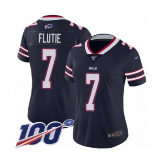Women's Buffalo Bills #7 Doug Flutie Limited Navy Blue Inverted Legend 100th Season Football Jersey - Ujersey