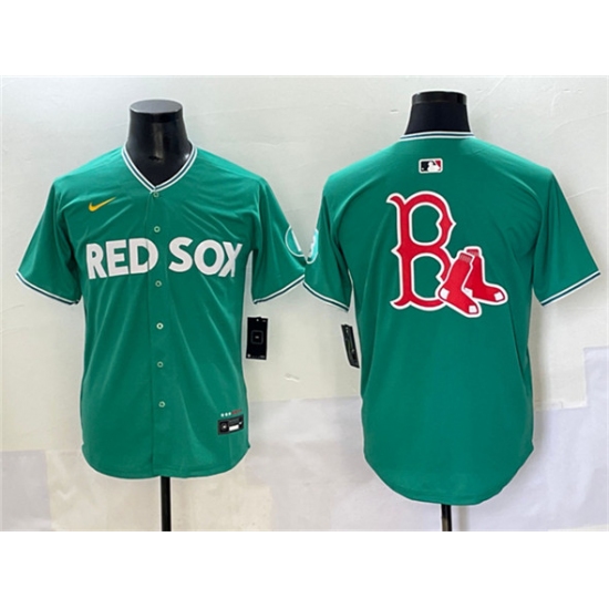 Men's Boston Red Sox Team Big Logo Green 2025 City Connect Limited Stitched Baseball Jersey - Ujersey