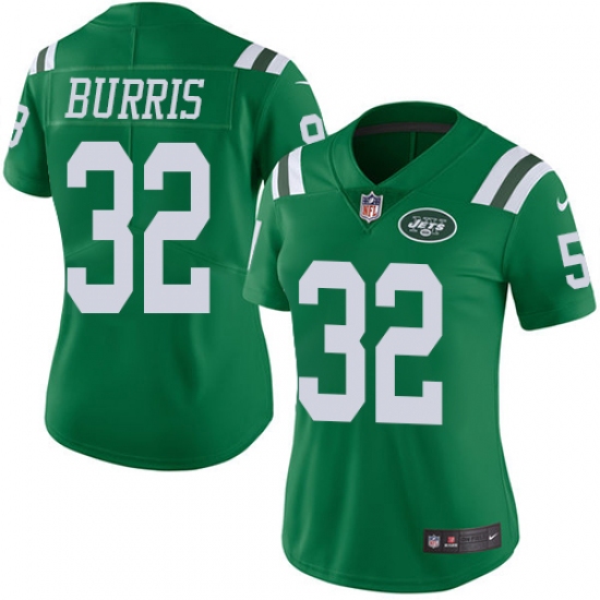 Women's Nike New York Jets #32 Juston Burris Limited Green Rush Vapor Untouchable NFL Jersey - Ujersey