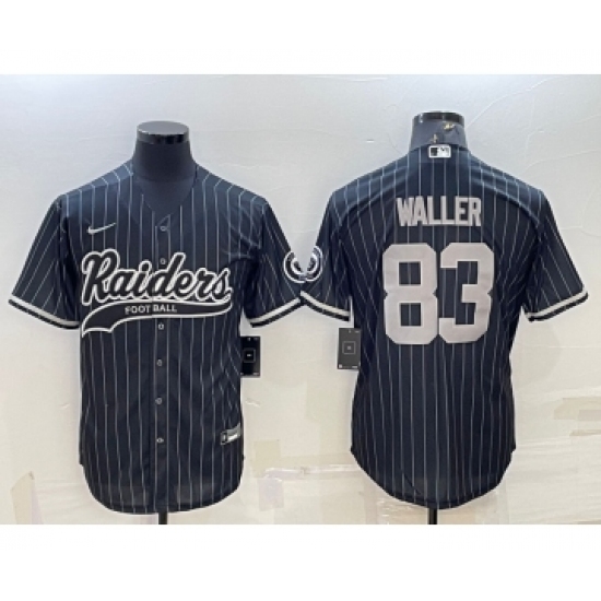 Men's Las Vegas Raiders #83 Darren Waller Black With Patch Cool Base Stitched Baseball Jersey - Ujersey