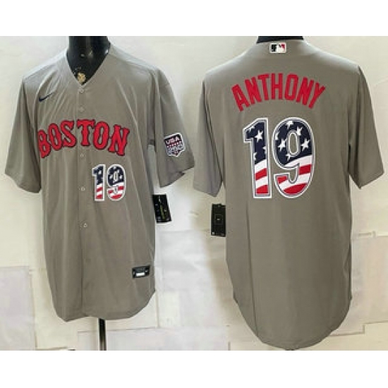 Men's Boston Red Sox #19 Roman Anthony Grey 2026 USA 250 Fourth of July Home Stitched Jersey - Ujersey