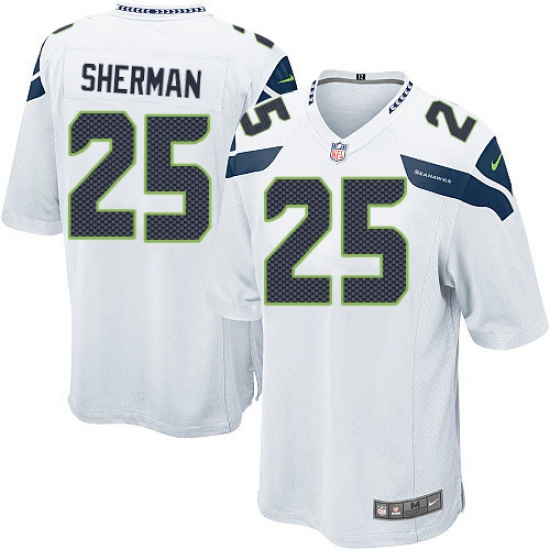 Men's Nike Seattle Seahawks #25 Richard Sherman Game White NFL Jersey - Ujersey