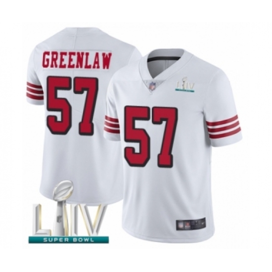 Men's San Francisco 49ers #57 Dre Greenlaw Limited White Rush Vapor Untouchable Super Bowl LIV Bound Football Jersey - Ujersey