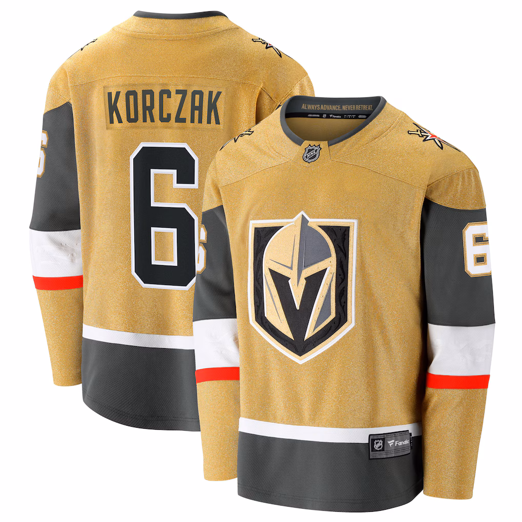 Men's Vegas Golden Knights Kaedan Korczak Fanatics Gold Home Breakaway Jersey - SUjersey01