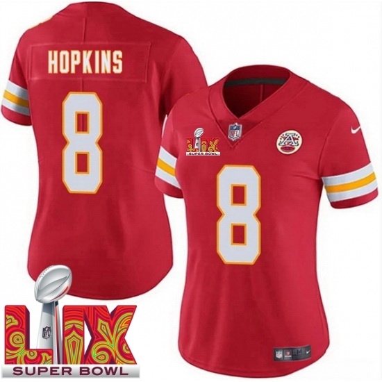 Women Kansas City Chiefs DeAndre Hopkins #8 Red 2024 2025 Super Bowl LIX F U S E Stitched NFL Jersey - Ujersey