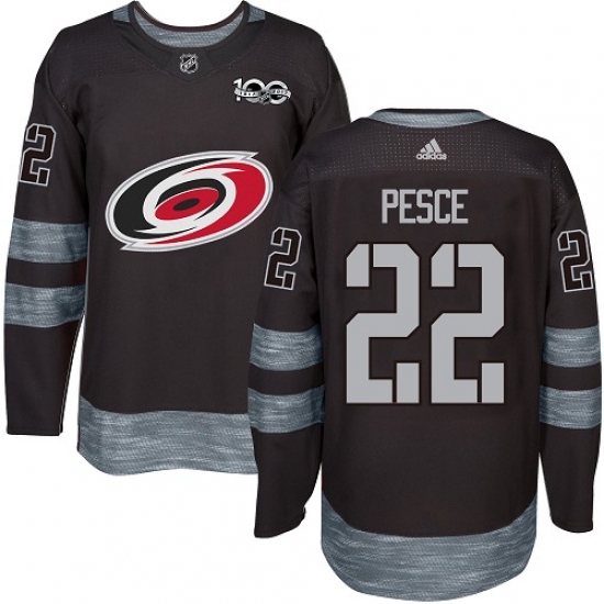 Men's Adidas Carolina Hurricanes #22 Brett Pesce Premier Black 1917-2017 100th Anniversary NHL Jersey - Ujersey