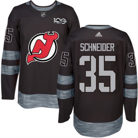 Men's Adidas New Jersey Devils #35 Cory Schneider Authentic Black 1917-2017 100th Anniversary NHL Jersey - Ujersey