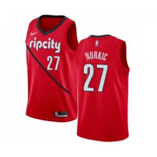 Men's Nike Portland Trail Blazers #27 Jusuf Nurkic Red Swingman Jersey - Earned Edition - Ujersey