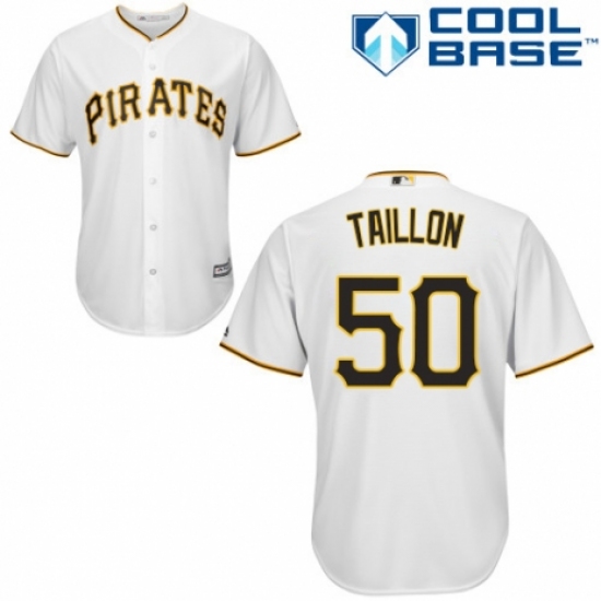 Men's Majestic Pittsburgh Pirates #50 Jameson Taillon Replica White Home Cool Base MLB Jersey - Ujersey