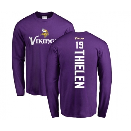 Football Minnesota Vikings #19 Adam Thielen Purple Backer Long Sleeve T-Shirt - Ujersey