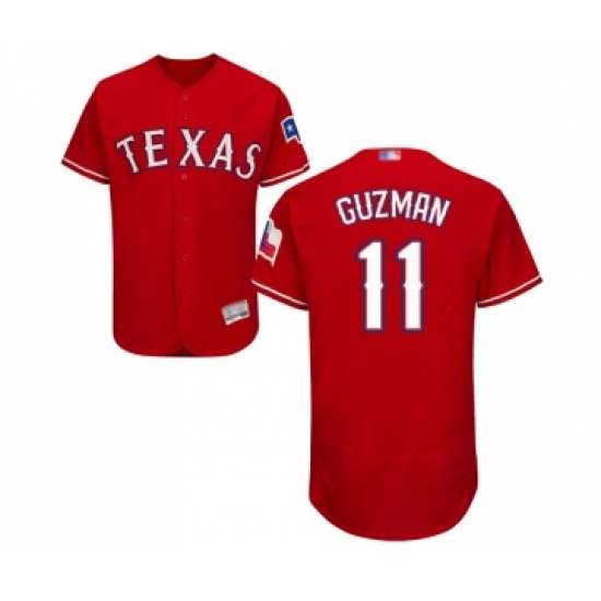 Men's Texas Rangers #11 Ronald Guzman Red Alternate Flex Base Authentic Collection Baseball Jersey - Ujersey