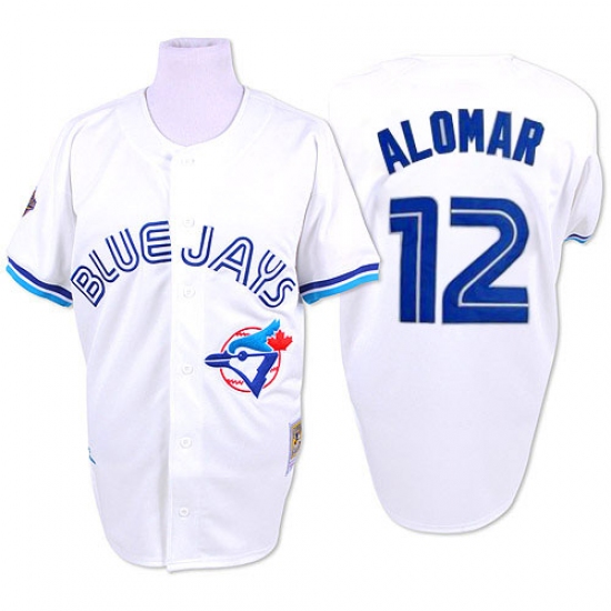 Men's Mitchell and Ness Toronto Blue Jays #12 Roberto Alomar Authentic White 1993 Throwback MLB Jersey - Ujersey
