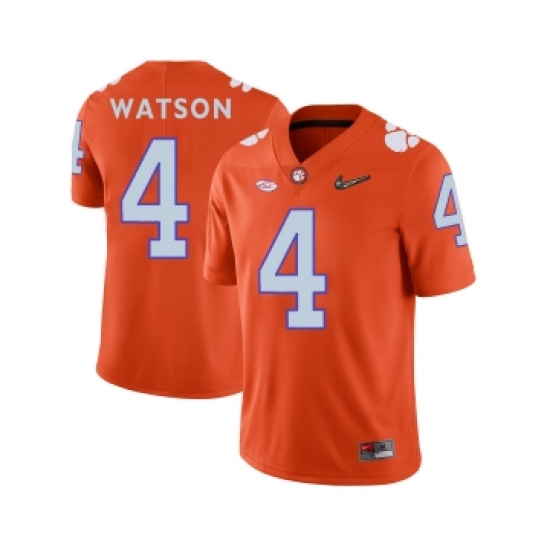 Clemson Tigers 4 DeShaun Watson Orange With Diamond Logo College Football Jersey - Ujersey