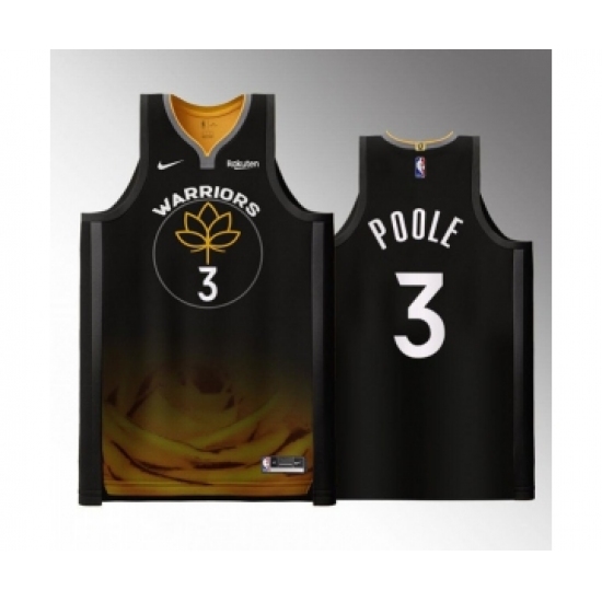 Men's Golden State Warriors #3 Jordan Poole Black 2022-23 City edition Stitched Basketball Jersey - Ujersey