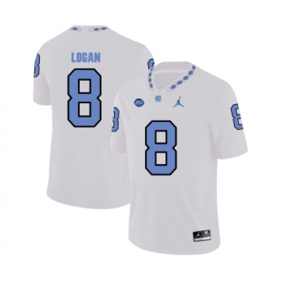 North Carolina Tar Heels 8 T.J. Logan White College Football Jersey - Ujersey