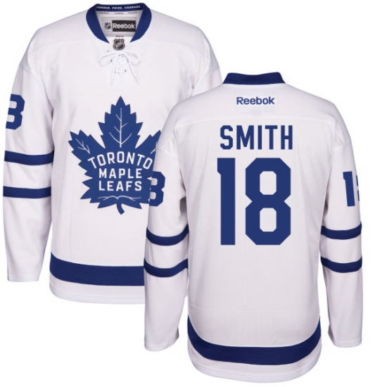 Men's Reebok Toronto Maple Leafs #18 Ben Smith Authentic White Away NHL Jersey - Ujersey