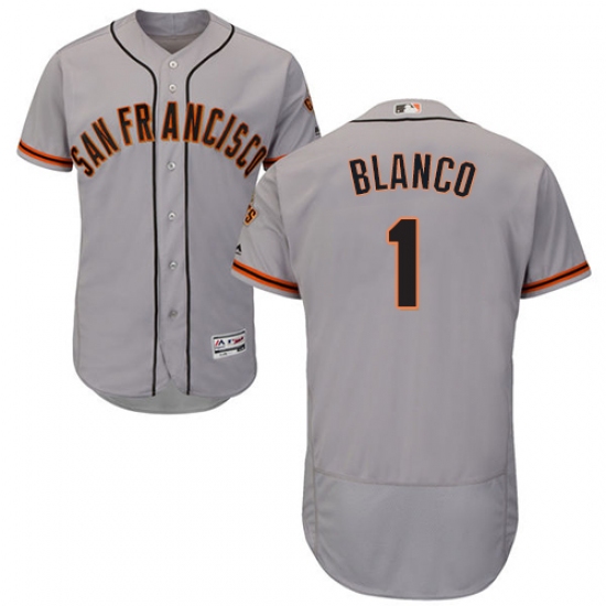 Men's Majestic San Francisco Giants #1 Gregor Blanco Grey Road Flex Base Authentic Collection MLB Jersey - Ujersey