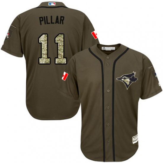 Men's Majestic Toronto Blue Jays #11 Kevin Pillar Replica Green Salute to Service MLB Jersey - Ujersey