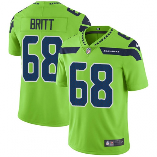 Youth Nike Seattle Seahawks #68 Justin Britt Limited Green Rush Vapor Untouchable NFL Jersey - Ujersey